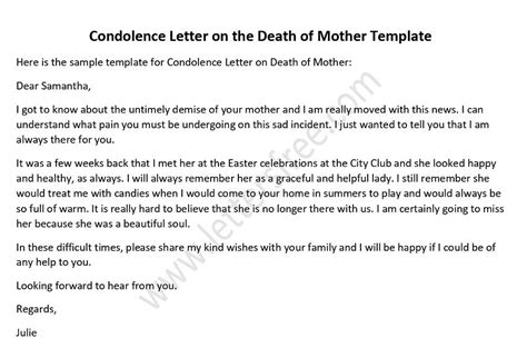 How To Write Condolence Letter On Death Of Mother With Sample