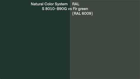 Natural Color System S 8010 B90G Vs RAL Fir Green RAL 6009 Side By