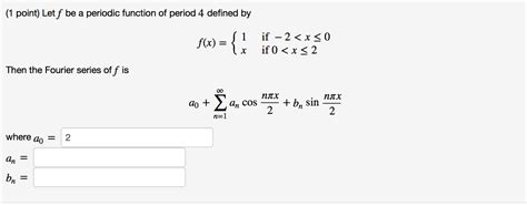 Solved Let F Be A Periodic Function Of Period 4 Defined By