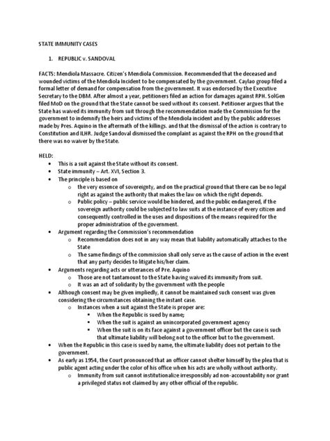 State Immunity Cases | PDF | Sovereign Immunity | Legal Liability