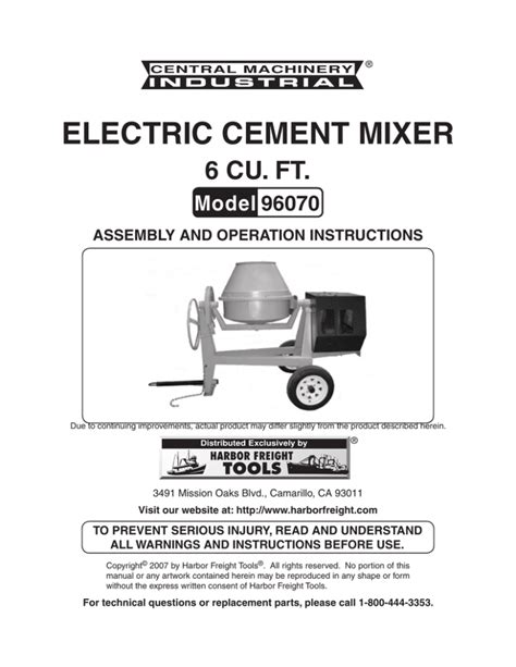 Harbor Freight Cement Mixer Parts List