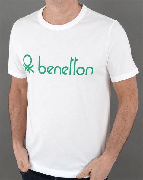 Benetton Large Logo T Shirt White 80s Casual Classics