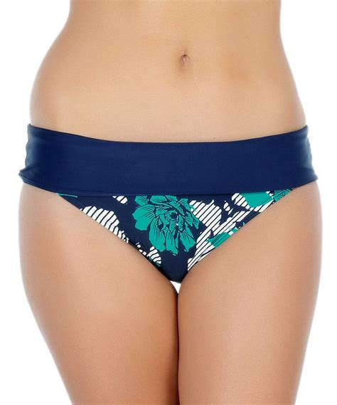 This Blue Floral Stripe Page Fold Over Bikini Bottoms By Panache Is