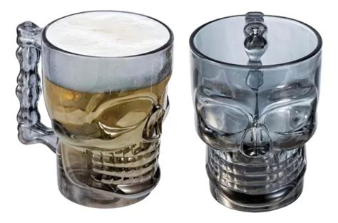 Set X Vaso Vidrio Chopp Craneo Calavera Chopera Cerveza