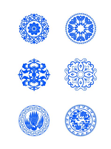 Blue Porcelain Pattern Vector Hd Png Images Retro Blue Pattern Shading