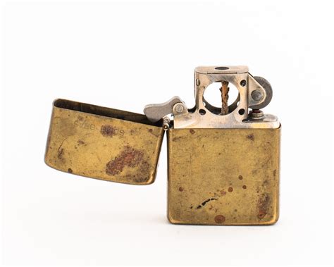 Working Zippo Solid Brass Pipe Lighter With Original