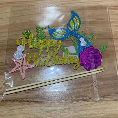 Birthday Cake Decorations Mermaids Seaweed Seashells Cake Inserts Party