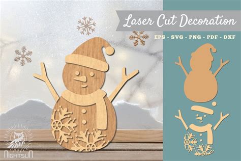 Snowman Lasercut Decoration Svg