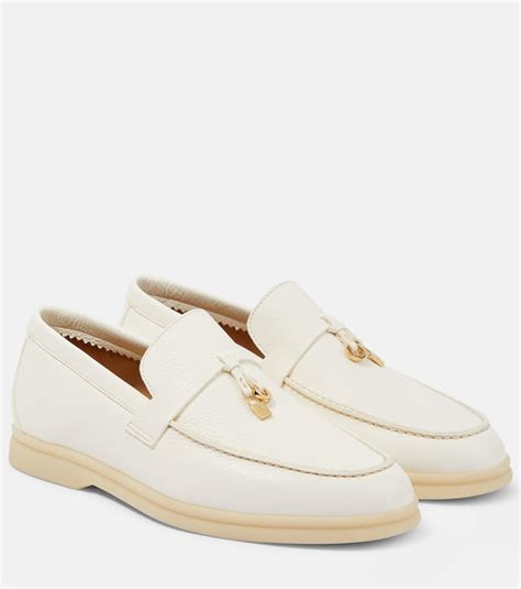 Loro Piana Summer Charms Walk Leather Loafers In White Lyst