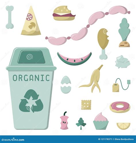 Organic Garbage Recycling Icons Stock Vector Illustration Of Icons