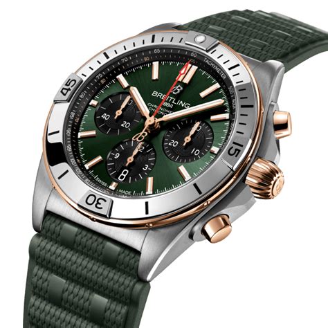 Chronomat B01 42 Stainless Steel And 18k Red Gold Green Ub0134131l1s1