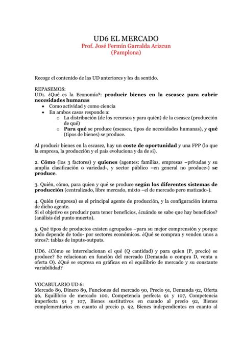 Ud El Mercado Funciones Demanda Oferta Y Equilibrio Del Mercado