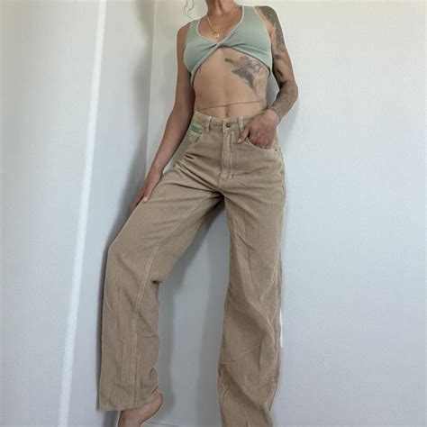 High Waisted Wide Leg Tan Corduroy Empyre Pants Depop