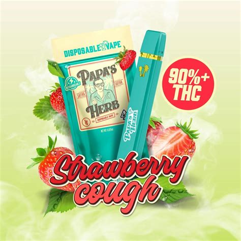 Strawberry Cough 1g Disposable Vape Cartridge Papas Herb