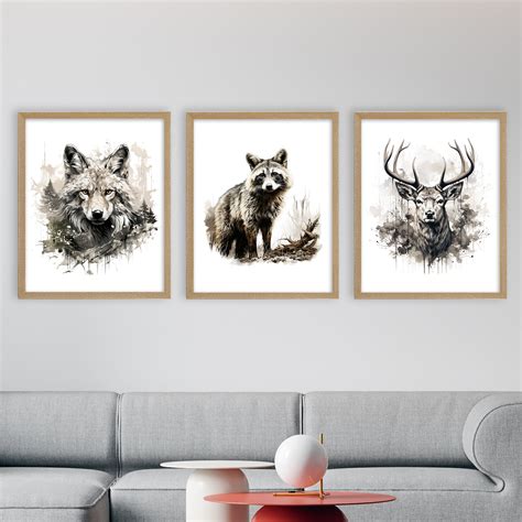 Sepia Colors Wild Animals Wall Art Digital Neutral Monochrome Art