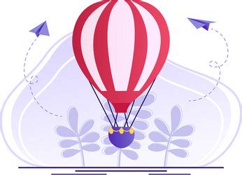 Hot Air Balloon With Red And White Stripes Vector Image