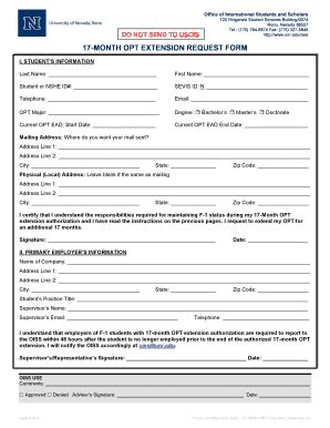 17 Month OPT Extension University Of Nevada Reno Unr Form Fill Out