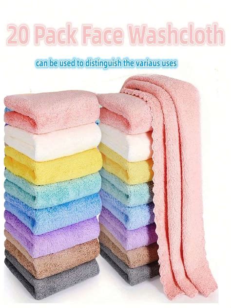 20 Pack Premium Coral Velvet Hand Towels Reusable Super Soft 10x10 Inch Pure Water Washcloth