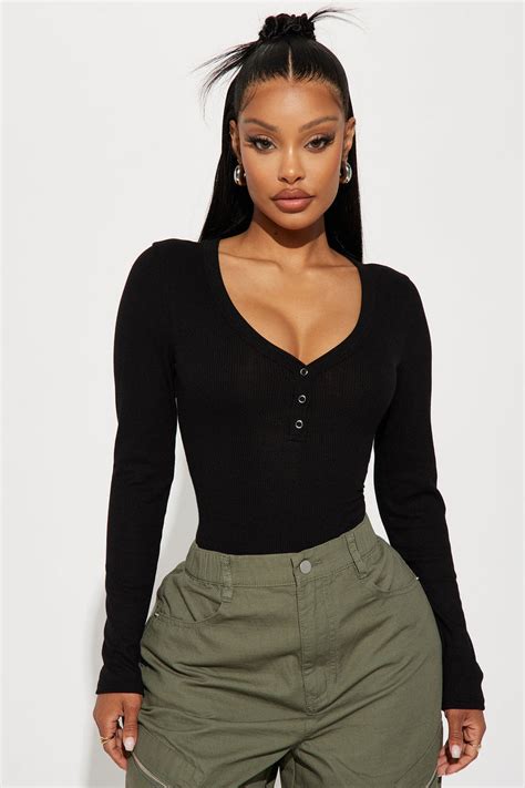 Freya Ribbed Bodysuit Black Fashion Nova Basic Tops And Bodysuits