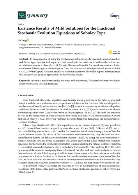 Pdf Existence Results Of Mild Solutions For The Fractional Stochastic