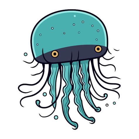 Cartoon Jellyfish Vector Illustration Of A Cartoon Jellyfish Premium