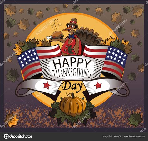 Thanksgiving Day Turkey American Flag Great Holiday Thanksgiving Day Withe Stock Vector Image by ...