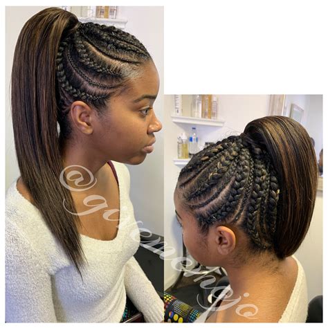 African American Hairstyles Ponytail Braided African American