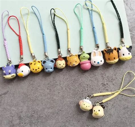 New 10sets (12 Pcs /set) cute Animal bell Cell Phone Strap Charms Keychains Key Ring DIY Jewelry ...