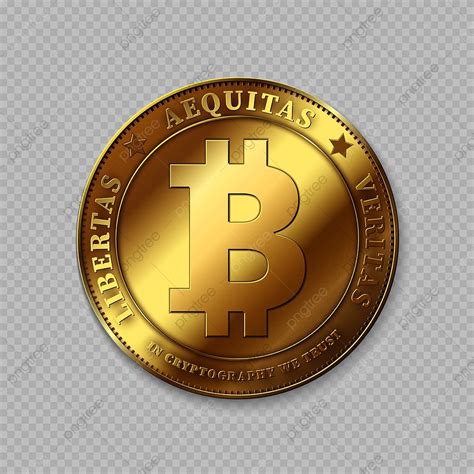 Bitcoin De Ouro Realista Em Fundo Transparente PNG Bitcoin Sobre