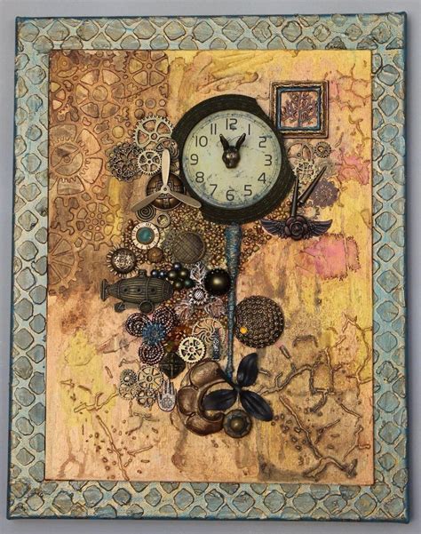 Steampunk Assemblage Art On Canvas Steampunk Works Altered Art Steampunk Wall Art