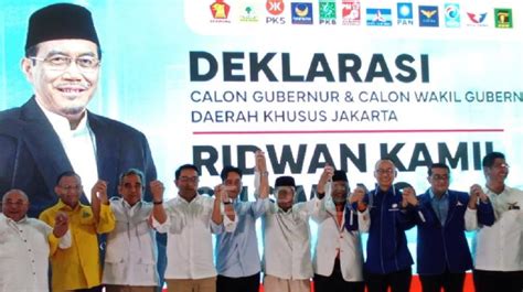 Partai Politik Deklarasikan Ridwan Kamil Suswono Untuk Pilkada