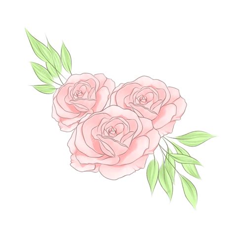 Pink Rose Bouquet Illustration, Rose, Illustration, Flower PNG ...