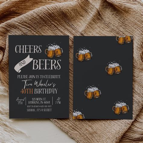 Cheers And Beers Beer Birthday Invitation Evite Birthday Etsy