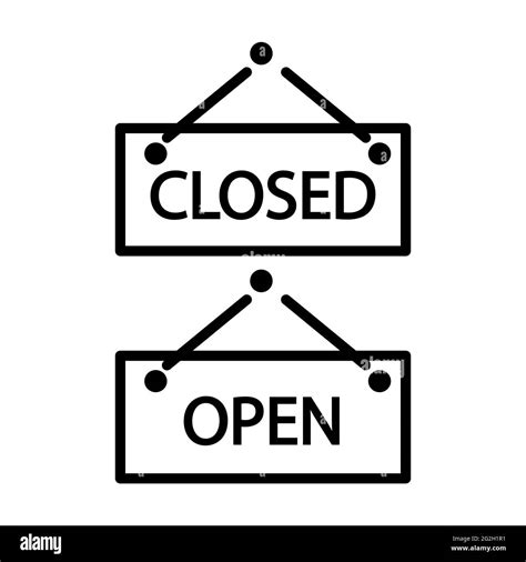 Closed And Open Sign Outline Flat Design Styleopen And Closed