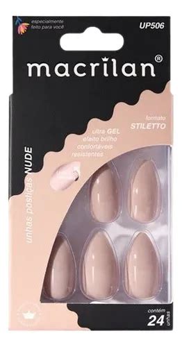 Unhas Postiças Up506 Estilo Stiletto Macrilan Cor Nude MercadoLivre