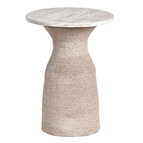 Rope Wrapped Round Accent Table Antique Farmhouse