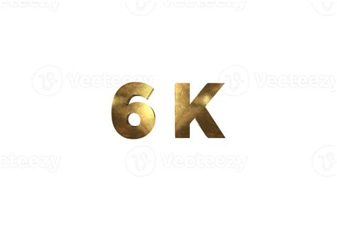 6 K Subscribers Celebration Greeting Number With Gold Design 23499364 Png