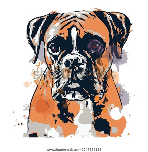 Boxer Colorful Dog Portrait Watercolor Hand Stock Vector Royalty Free