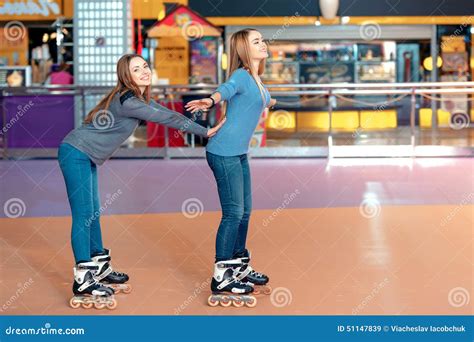 Beautiful Girls On The Rollerdrome Stock Image Image Of Female Happy