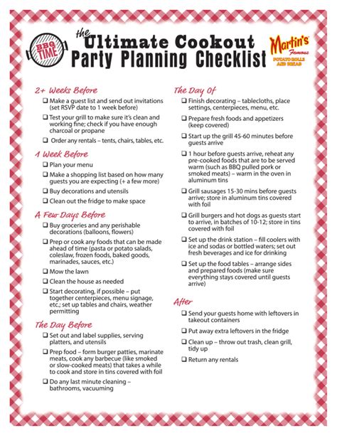 Summer Cookout Checklist Cookout Checklist Summer