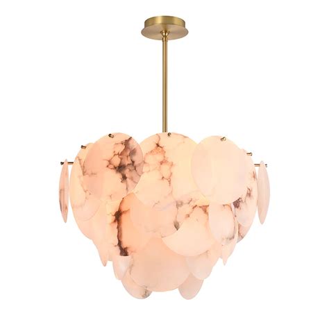 Alabaster Pendant Chandelier Light Brass Finish Hanging Lights Fixture