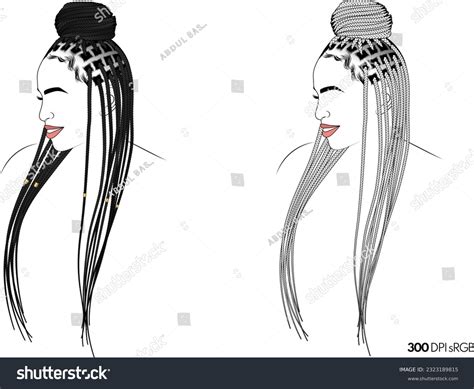 Long Box Braids Hairstyle Vector Braids Hair Royalty Free Stock