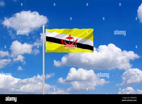 The Flag Of Brunei Blue Sky Asia Studio Stock Photo Alamy