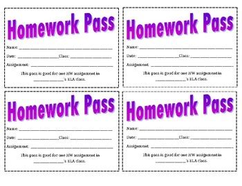 Editable Homework Passes by 2421 | Teachers Pay Teachers