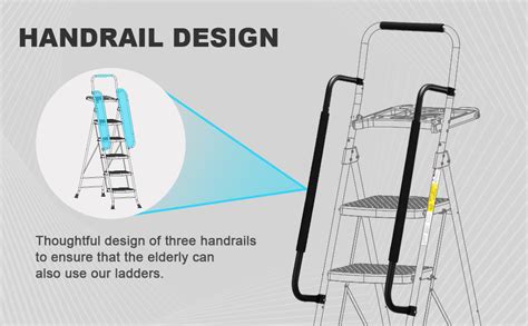 Hbtower Escalera De Escalones Con Pasamanos Taburete Plegable Con