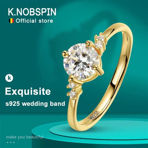 Knobspin Mm D Color Moissanite Rings For Women Lab Grow Diamond With