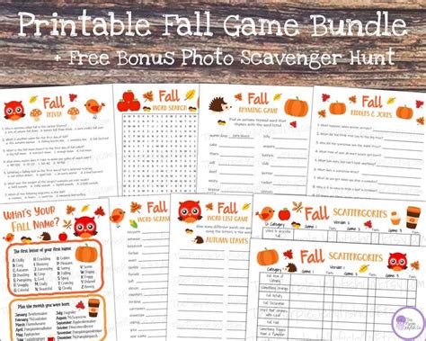 printable fall game bundle for kids