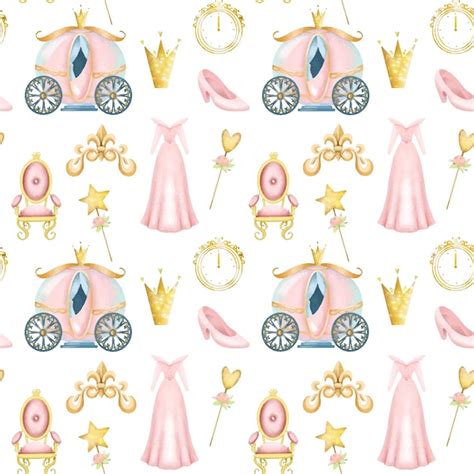 Premium Vector Seamless Pattern Of Fairy Tale Princess Elements