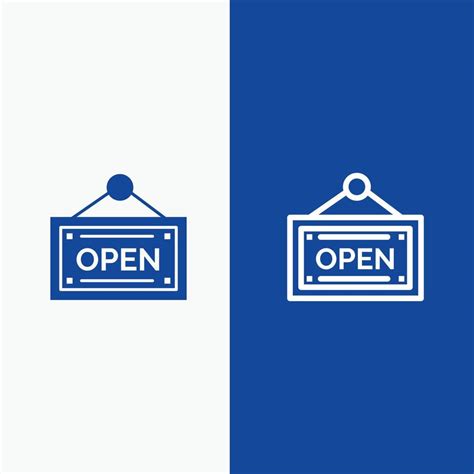 Open Shop Board Line And Glyph Solid Icon Blue Banner 13146725 Vector
