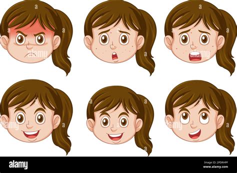 Puberty Girl Cartoon Characters Set Illustration Stock Vector Image